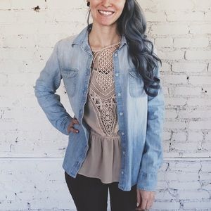 American Eagle Jean Button Up